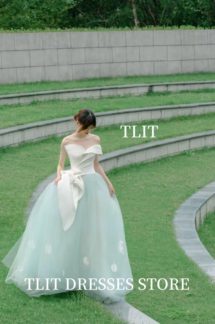 TLIT 럭셔리 캔디 컬러 튤 새틴 이브닝 드레스 스트랩리스 イブニング? 드레스 크리스크로스 지퍼 A라인 프롬 맞춤형