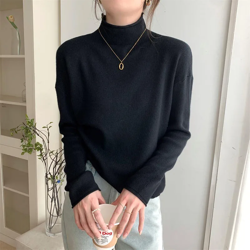 Xpqbb Autumn Winter Turtleneck Sweaters for Female Korean Style Loose Thicken Soft Knitted Pullover Women Knit Bottoming Jumper