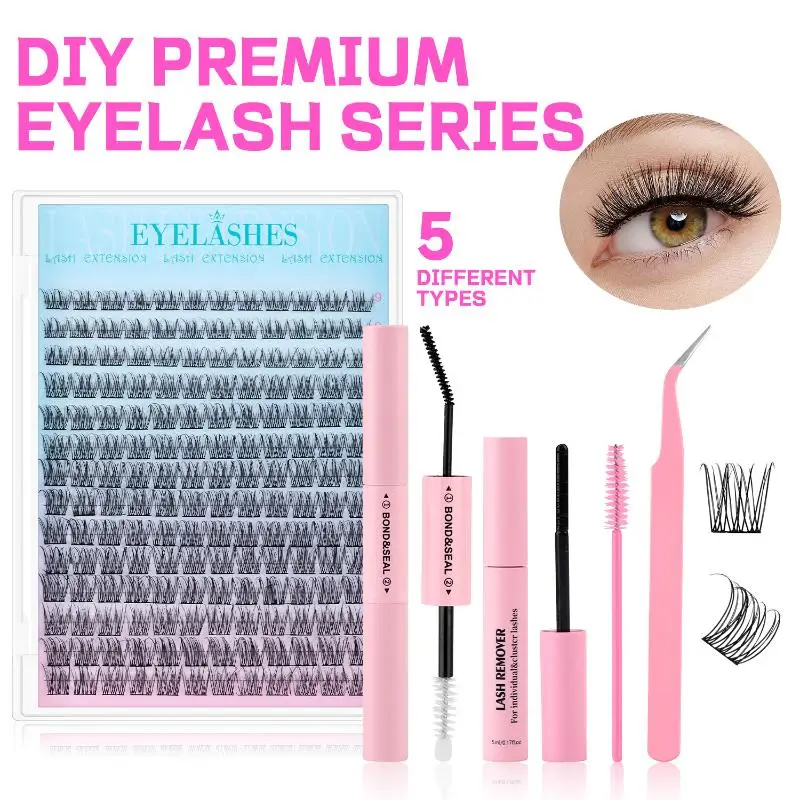 Easy-to-Use DIY Lash Extension Kit Achieve Full Lashes with Clusters Includes Tweezers for Precision