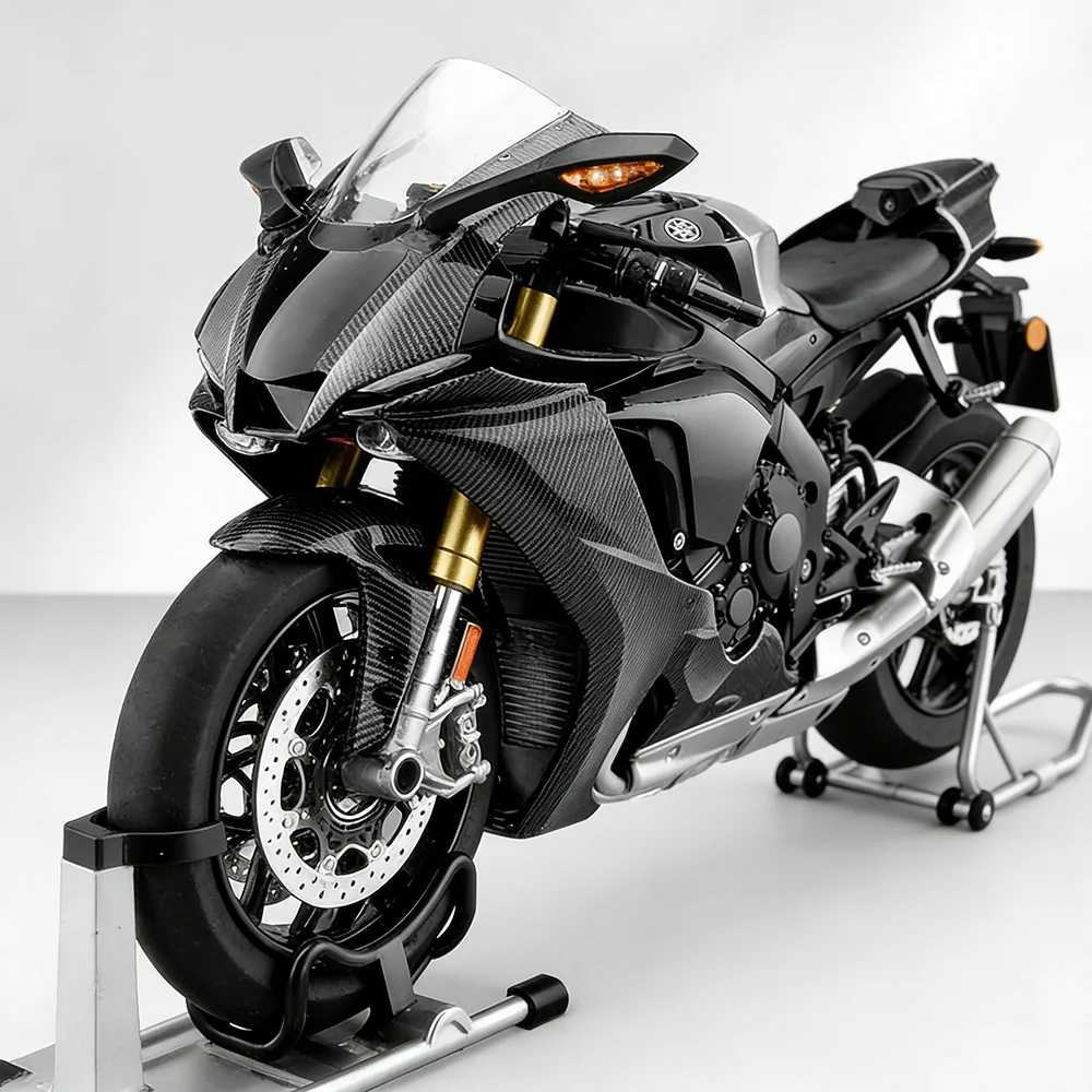 

1:6 R1M Motorcycle Model Toy Alloy Diecast Car Shock Absorption with Light Front Wheel Steering Motorbike Fashion Collection Toy