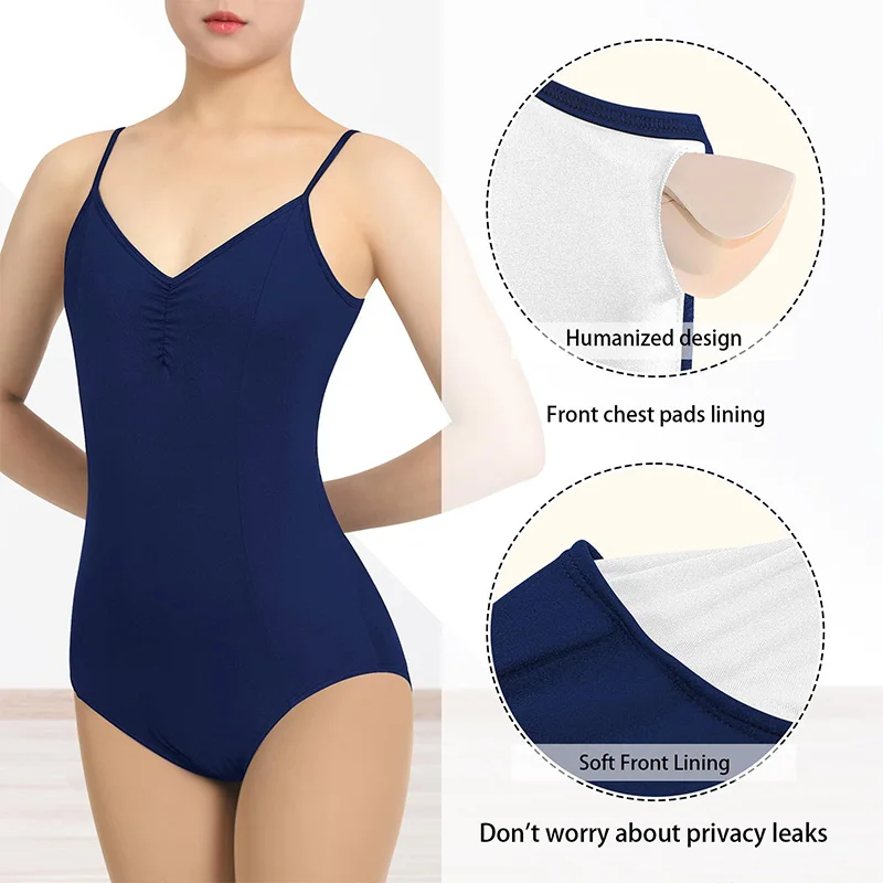 Justaucorps de danse de Ballet Camisole sans manches pour femmes, débardeurs de noël de gymnastique pour adultes avec dos en V et doublure en maille creuse
