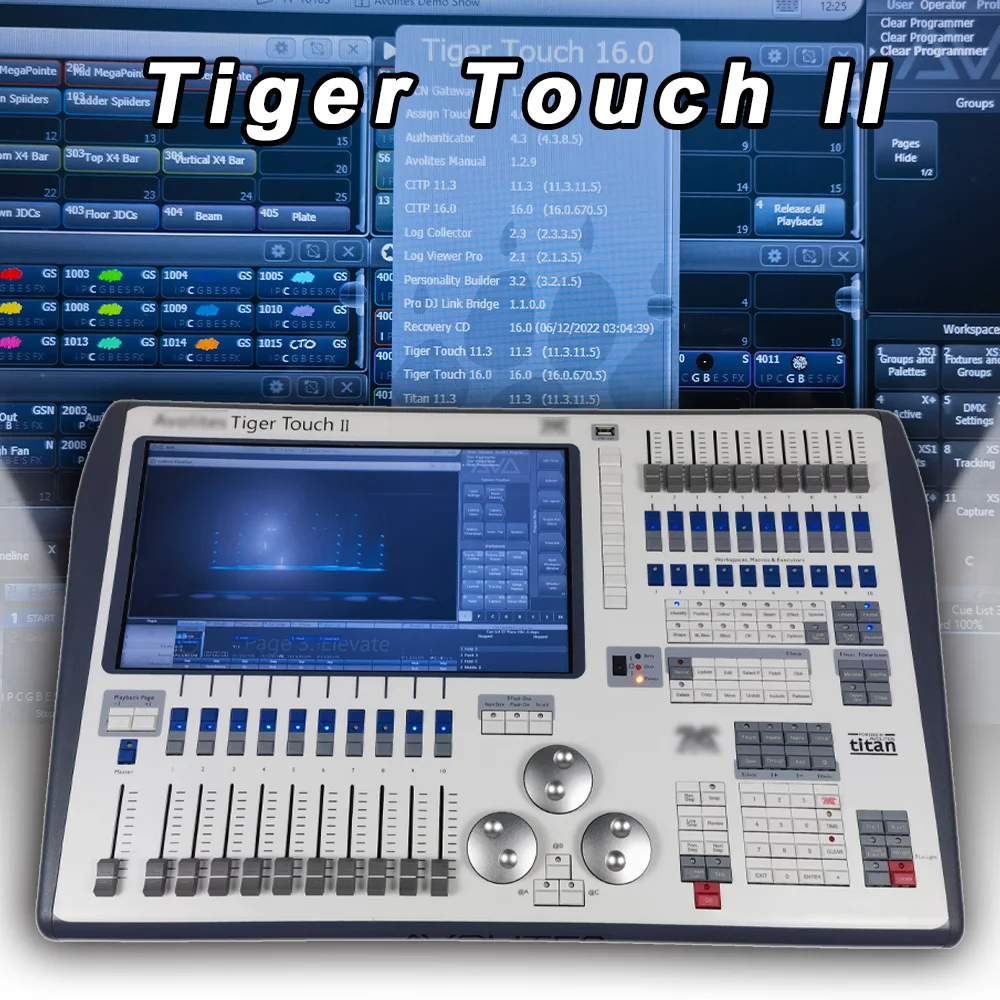 

Tiger Touch II Lastest Version Stage Lighting Console Professional DMX 16 Version i7 CPU Lighting Controller Dj Disco Flightcase