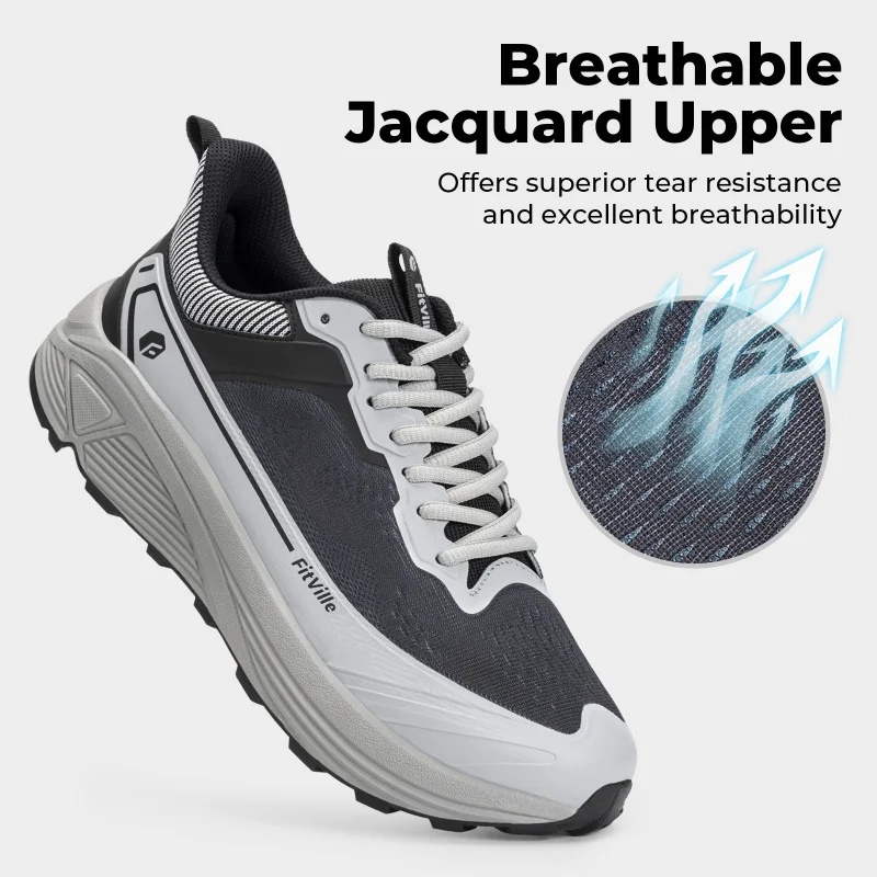 FitVille Wide Walking Shoes For Men Anti-Slip Lightweight Trail Running Shoe Cushioned Athletic Men'S Sneakers With Arch Support