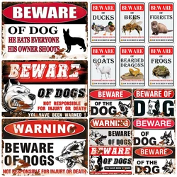 Vintage Beware of Dog, Metal Sign, Warning Danger, Protected Pit Bull Dog, No Bal, Wall Decor, Private Area Decoration, WY45