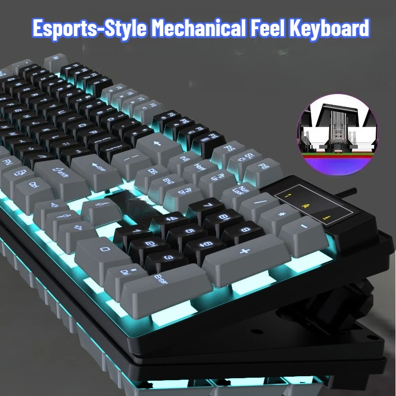 Q8 Color-Blocked Wired Gaming Keyboard, Computer Keyboard with Lighting Effects, Esports-Style Mechanical Feel Keyboard