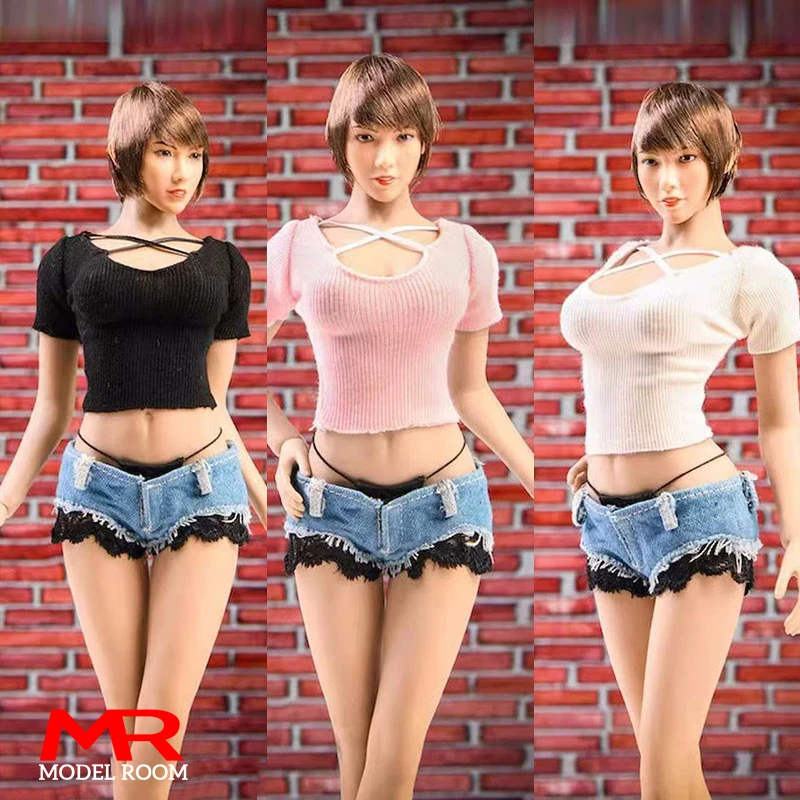 

VSTOYS 19XG65 1/6 Scale Girl Short Sleeve T-shirt Hot Pants Set Summer Clothing Model Fit 12'' Female Soldier Action Figure Body