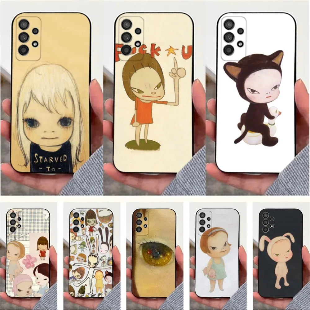 Art Y-Yoshitomo N-Nara Phone Case For Samsung S25,S24,S23,S22,S20,S21,S10,Ultra,Plus,Lite,FE,Soft Silicone Black Cover