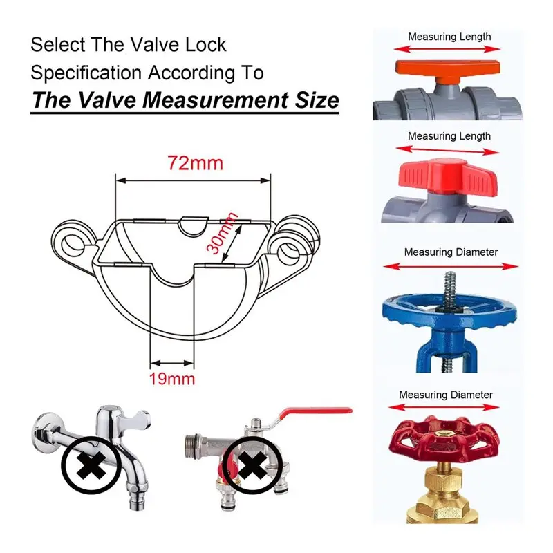 A02M-10X Outdoor Faucet Lock With Safety Padlock Water Spigot Lock, Hose Bib Lock For 1 To 2-1/2 In Dia Valve Handles, Faucet