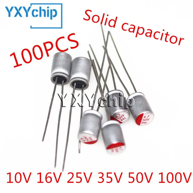 100 szt. 10V 16V 25V 35V 50V 100V polimerowy kondensator 4.7uF 10uF 22uF 33uF 47uF 68uF 100uF 220uF 270 330uF 470uF 1000uF uF 2200uF
