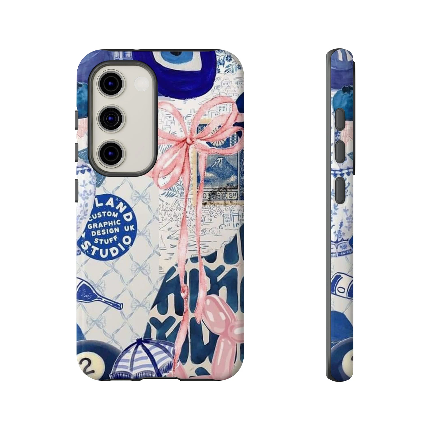 Casing Ponsel Kolase Busur Biru untuk Samsung Galaxy S5 S4 S23 S22 S21 Ultra A13 A14 A15 A16 A23 A25 A32 A35 A52 A53 A54 A55 A71 5G