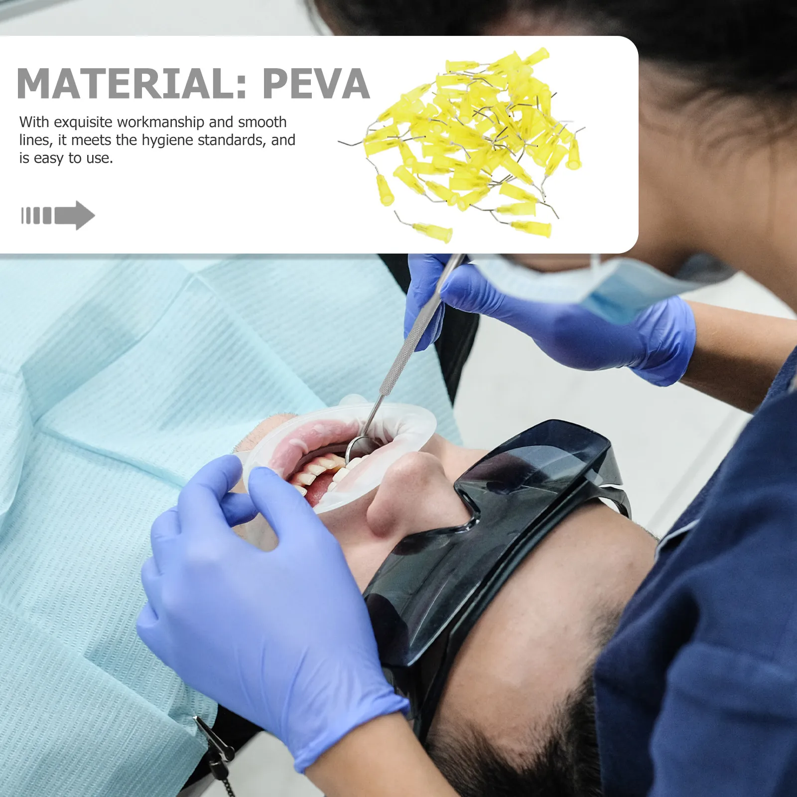 

100 шт. одноразовых изогнутых игл для стоматологии, желтые, 20G, 0,9 мм, для чистки полости рта, хирургии, кормления животных