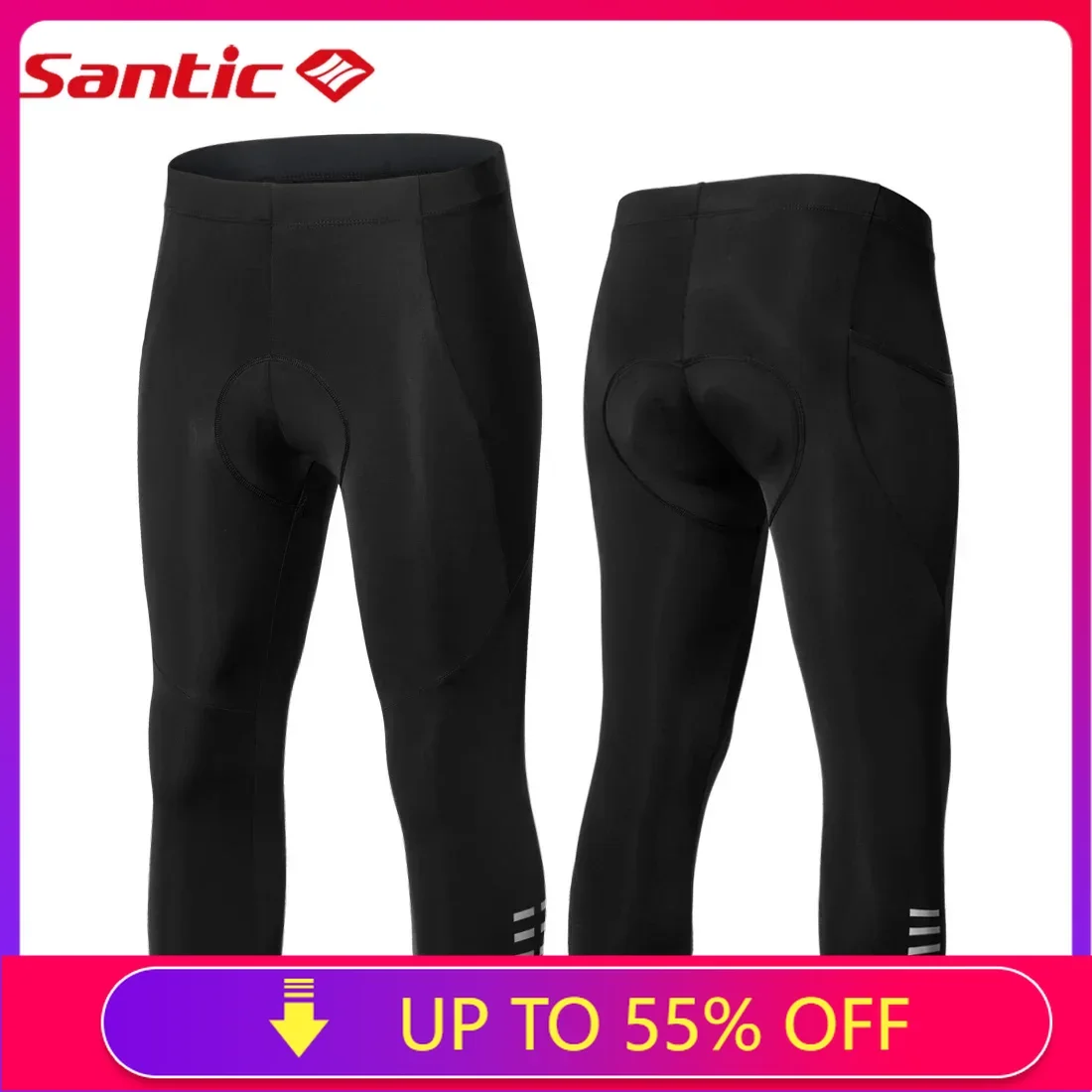 Santic Men Summer Cycling Pants Mountain Bike Cycle Jersey Cropped Pants Shorts Reflective Tight WM1C05131H