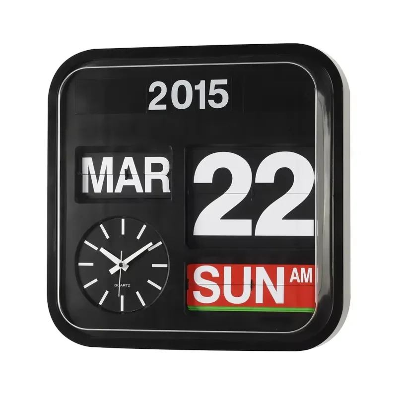 Nordic Minimalist Flip Calendar Wall Clock Year Display Modern Home Decor Office Desk Timepiece Suitable for Kids Room