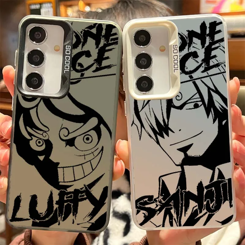 

One Piece Luffy Cute Girl For Samsung Galaxy S25 S24 S23 S22 S21 S20 FE Plus Note 20 Ultra 5G Colorful Silver Phone Case