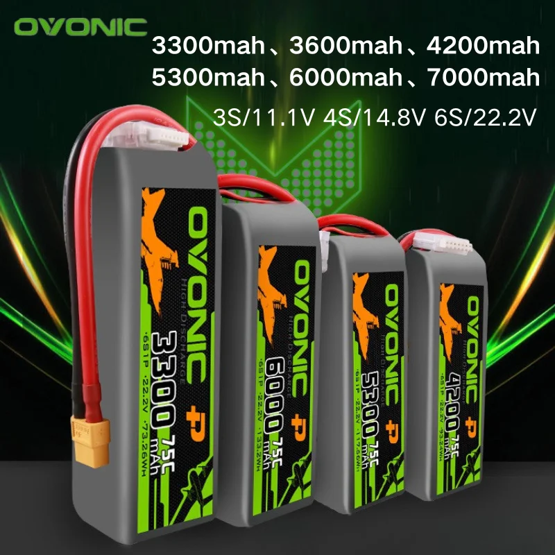 Original OVONIC 3300mah-7000mah 70C 11.1V/14.8V/22.2V Lipo Battery For RC Helicopter Quadcopter FPV Racing Drone Parts
