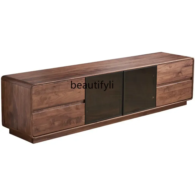 

A Black Walnut Solid Wood TV Stand Nordic Solid Wood Living Room Home TV Cabinet Table storage cabinet furniture