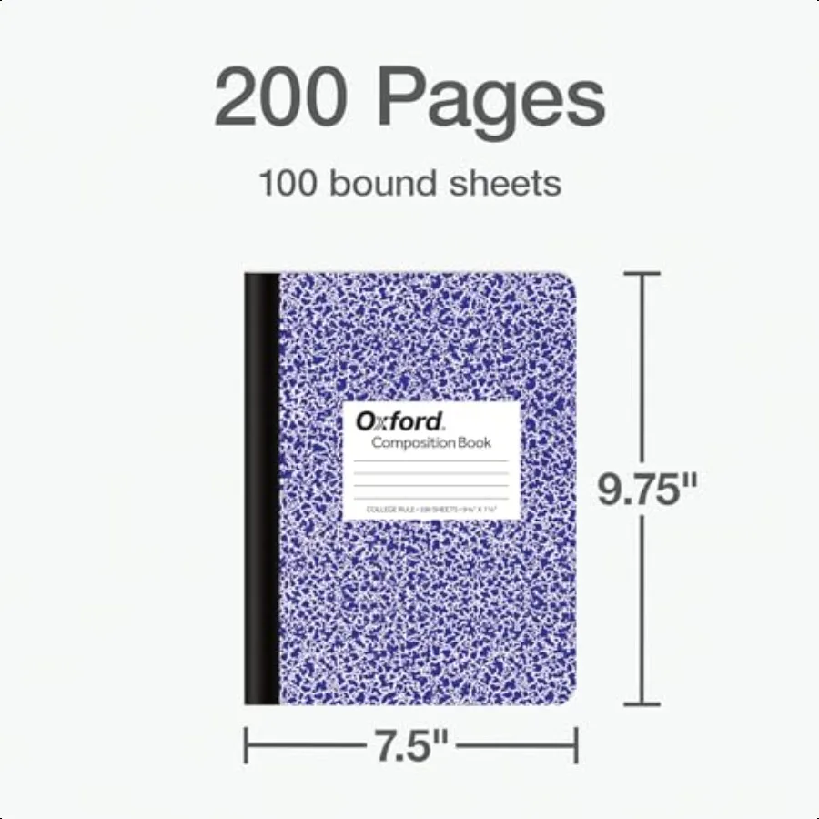 สมุดโน้ตแบบปกแข็ง 3 เล่ม ปกสีต่างกัน กระดาษแบบมีเส้นบรรทัด 93 4 x 71 2 นิ้ว สมุดบันทึกสำหรับโรงเรียน ปกลายหินอ่อนแบบคละสี 100 แผ่น