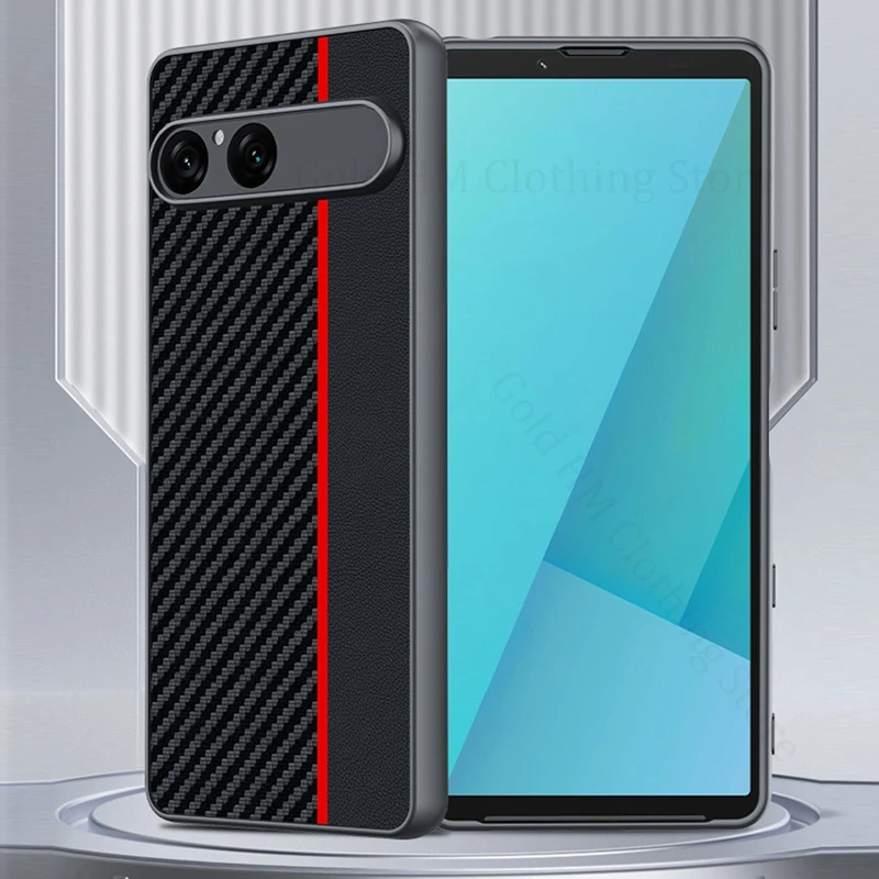 For Sony Xperia 10 VII Leather Kevlar Spliced Shockproof Case Xperia 10 VI 5 IV Soft Bumper Protective Cover Xperia 10 V 1 IV 1V