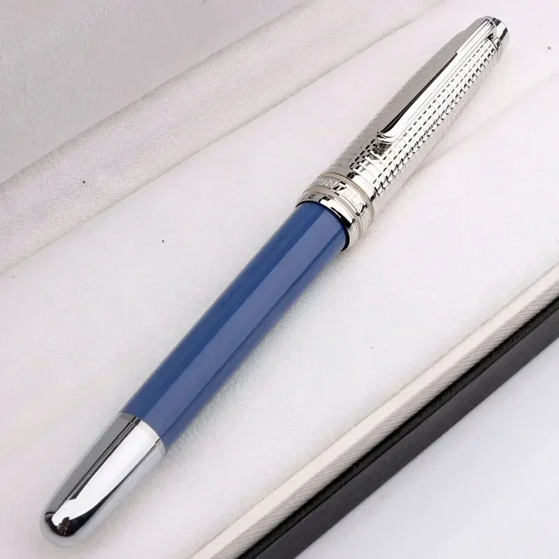 أعلى جودة قبعة فضية زرقاء عميقة عالية الجودة قلم حبر جاف MB الكتابة اللوازم المكتبية المكتبية مع الرقم التسلسلي