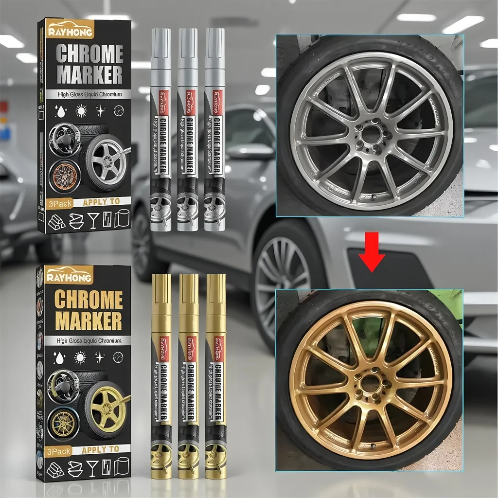 

3pcs Chrome Marker Pen Permanent Marker for Car Bike Motor Tires Tyre Paint Pen Rubber Marker Metallic Markers