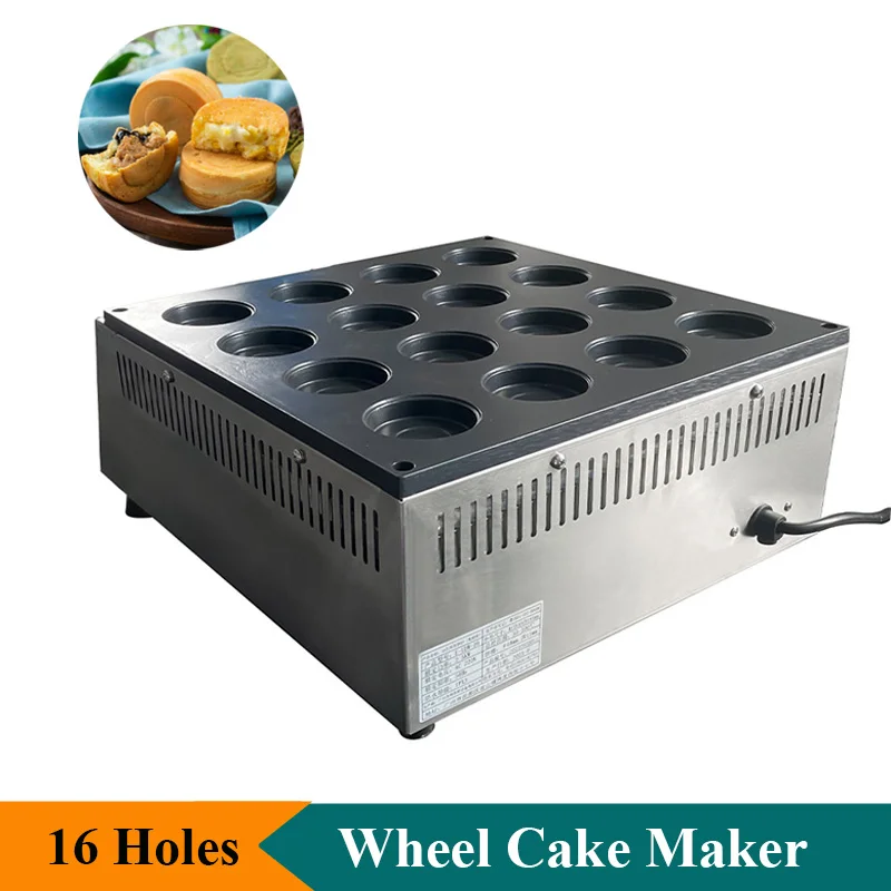 

16 Holes Red Bean Cake Maker Electric Wheel Bread Making Machine Egg Hamburger Baking Oven with Non-stick Coating Kitchen Use