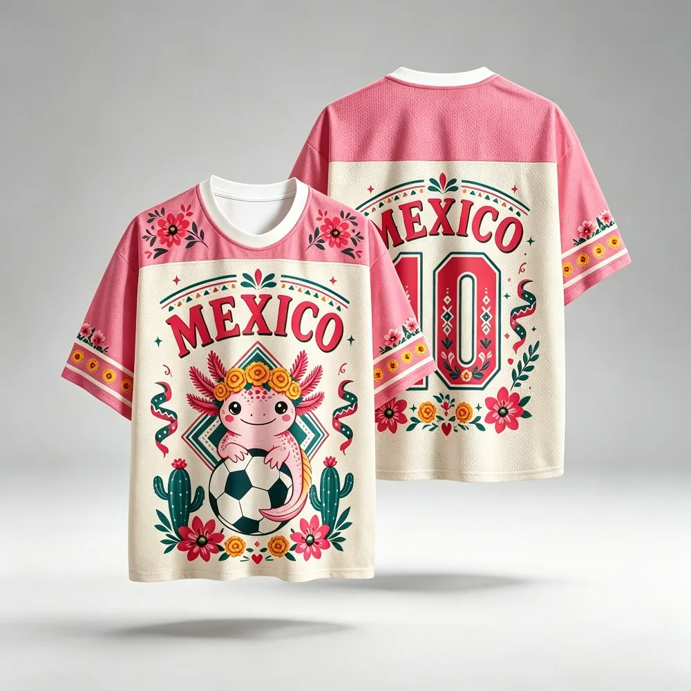 Summer Vintage Mexico 3D Printed Men's Short Sleeve Round Neck Fashion Tshirt Soccer Fan Sport T-Shirt Unisex Streetwear Tops