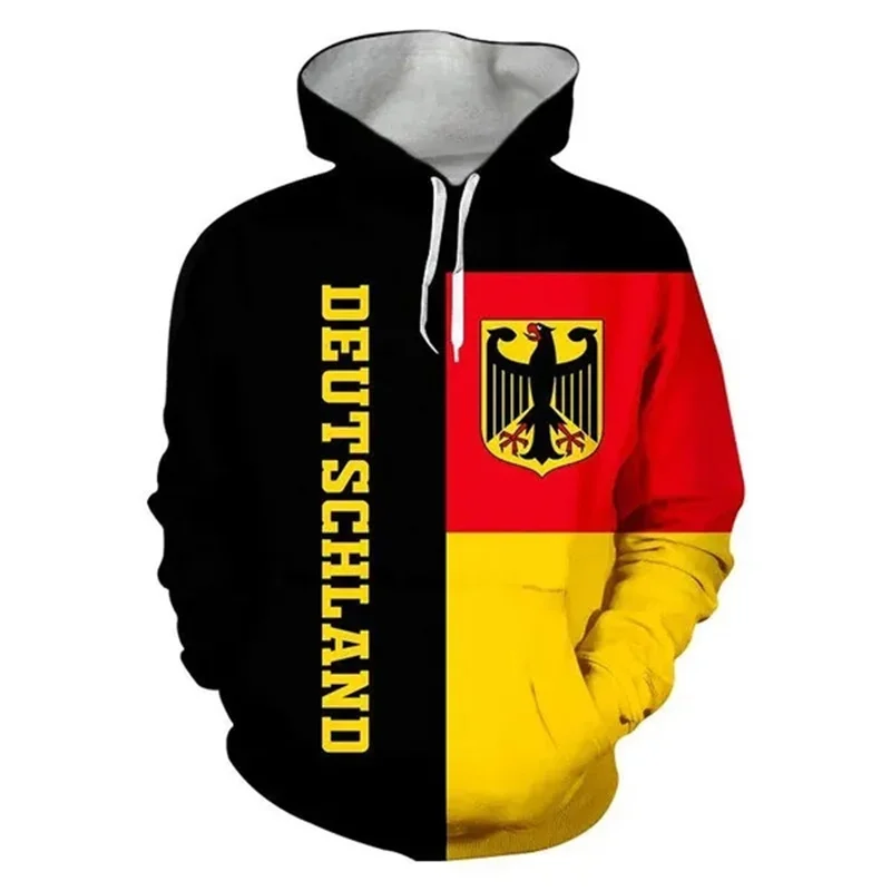 German Flag Pattern Hoodie For Men National Emblem 3D Printed Sweatshirts Casual Loose Hoodies Streetwear Pullover Long Sleeves