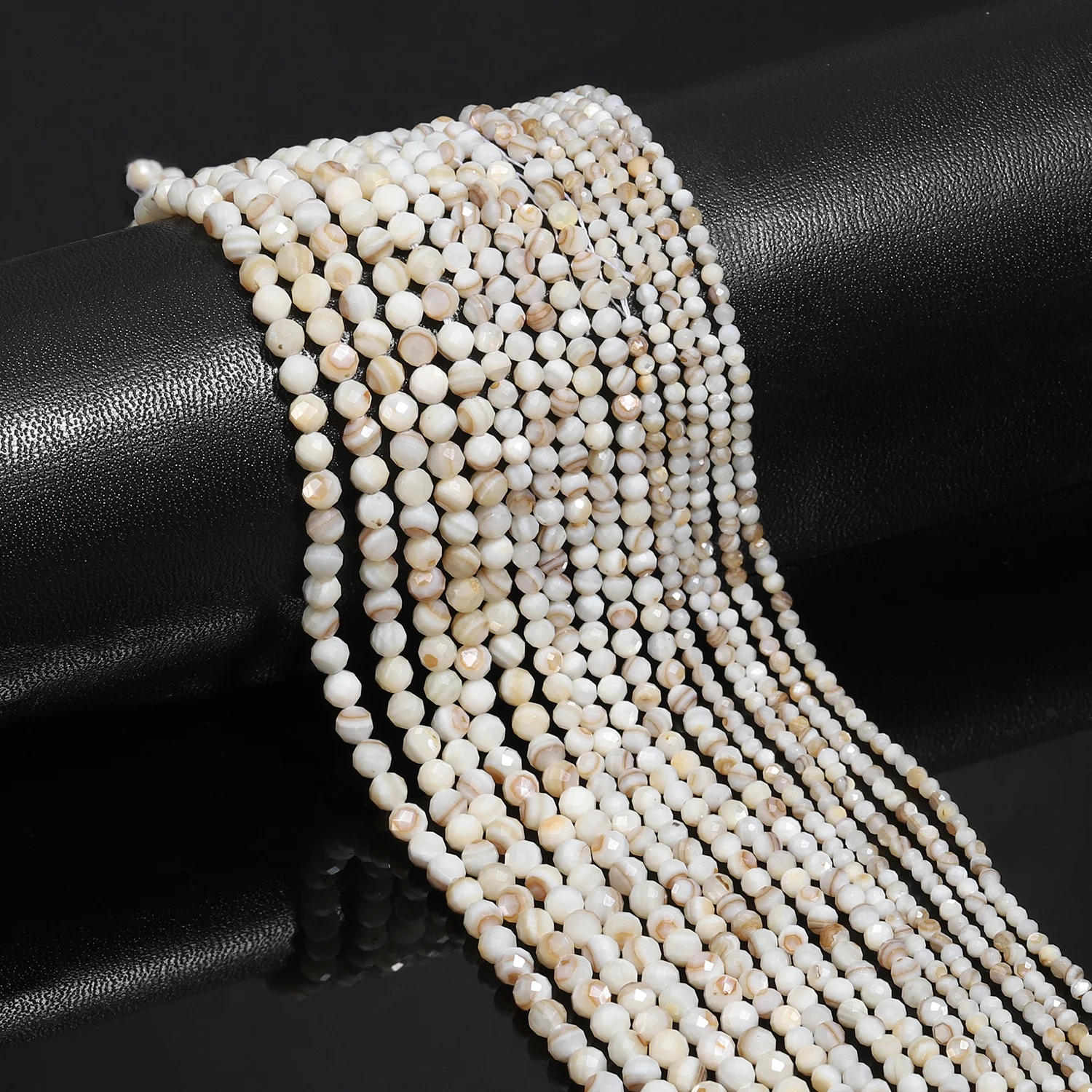 2/3/4mm Natural Yellow White Shell Faceted Beads AAA Round Loose Beads for Jewelry Making DIY Bracelet Necklace Supplies