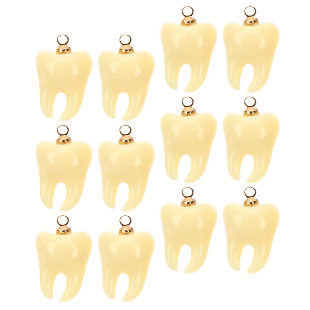 

12Pcs Small Resin Teeth Charms Pendant Lightweight Hanging Hoops for DIY Jewelry Making Necklace Bracelet Earrings Keychain