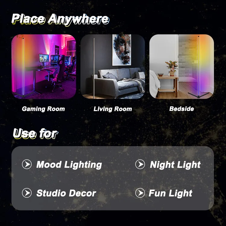 Modern Minimalist Floor Lamps Led Floor Lamp Smart Home Lights Black Tripod Floor Lamp Rgb 10 Plastic WIFI White 80 20W 100 2000