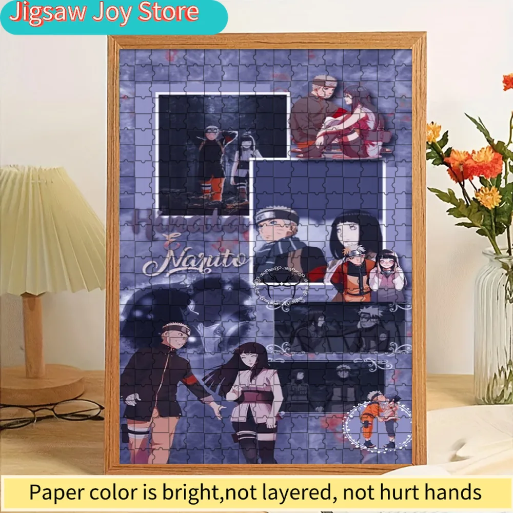 Rompecabezas de papel con temática de pareja de Naruto y Hinata, rompecabezas de papel con collage de personajes de anime, decoración romántica para el hogar y material educativo