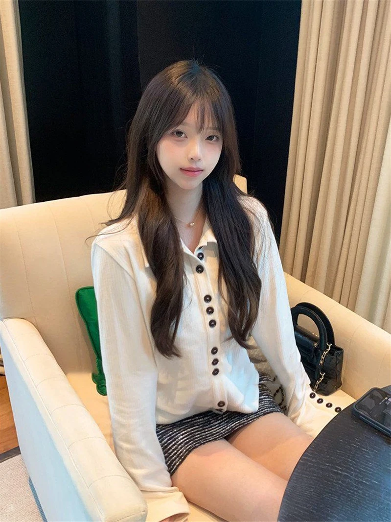 

Зимняя вязаная кофта для женщин с отложным воротником на одной пуговице, приталенная, мягкая, средней толщины, длинная, тонкая.