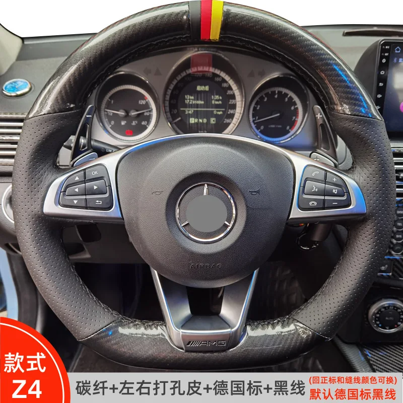 Hand-stitched Carbon Car Steering Wheel Cover for Mercedes Benz C300 C400 CLA250 CLS400 CLS550 GLC300 GLE400 SL450 SL550 SLC300