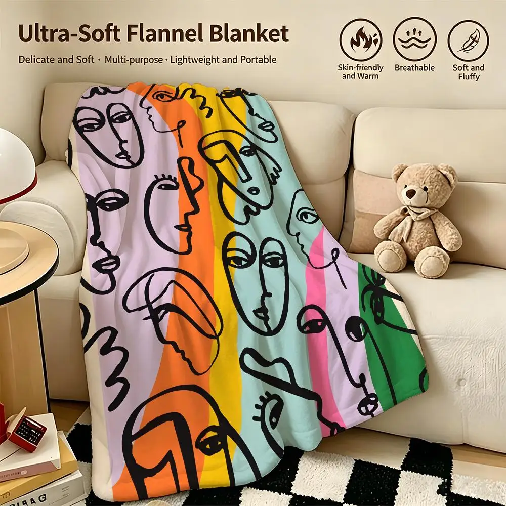 artist P-Pablo Picasso-O Throw Warm Soft Flannel Blanket, Multi-use for Sofa Bed Camping Travel Nap