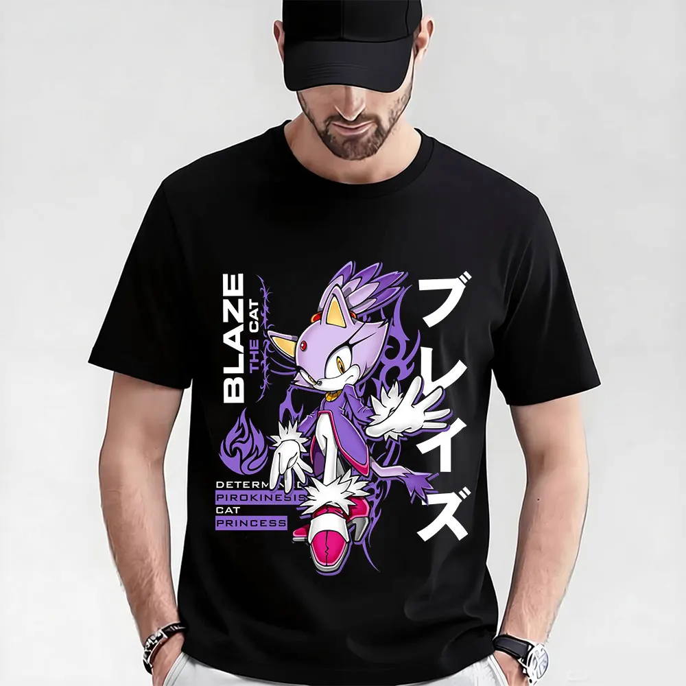 Blaze The Cat 0319 Shadow the Hedgehog Cute Gift T Shirt for Anime Lover Cute Cartoon Graphic Tee Y2K Clothes All Size Top S-6XL