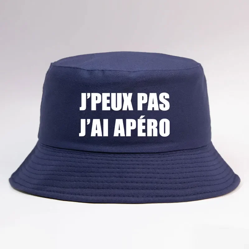 

J'peux Pas J'ai Apéro Letter Bucket Hat Woman Man Outdoor Sun Summer Reversible Fisherman Cap Unisex Adult Daily Bob Visor Cap