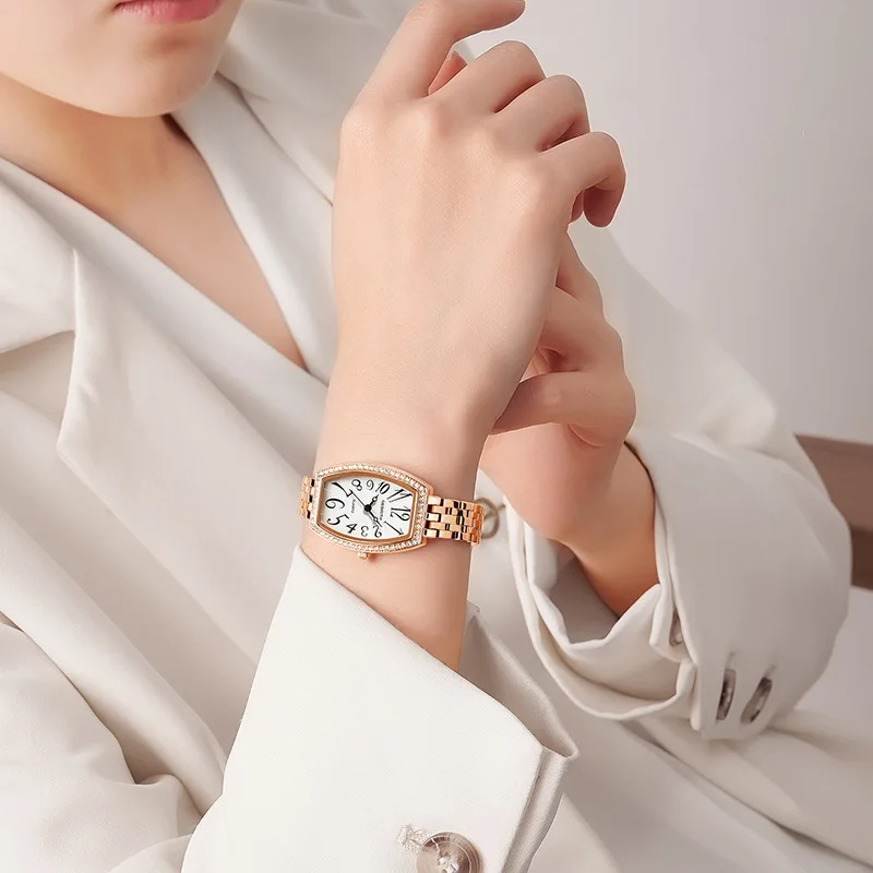 RINASCITA D033 Orologi da donna di moda di lusso Abiti Tounneau Orologi minimalisti in cristallo per donna Orologio al quarzo Orologio