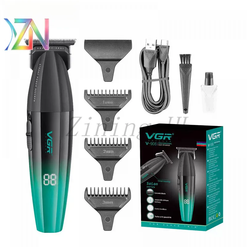 VGR906 Cross-border Electric Men's Hair Clipper Oil Head Engraving Salon Digital Display High Speed 9000RPM Hair Clipper