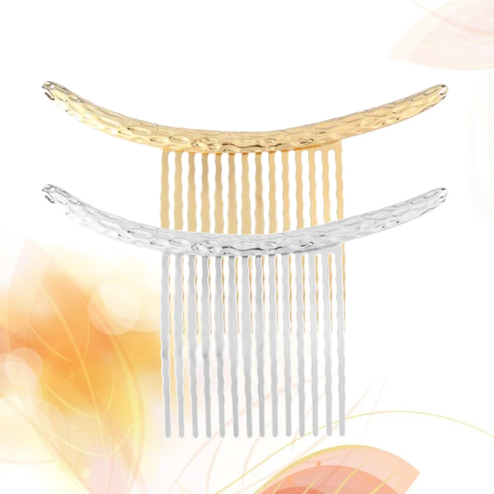 

2Pcs Comb Delicate Flax Pattern Alloy Bridesmaid Noble Guest Party Banquet Women Hair AccessoriesInserted Hair Comb