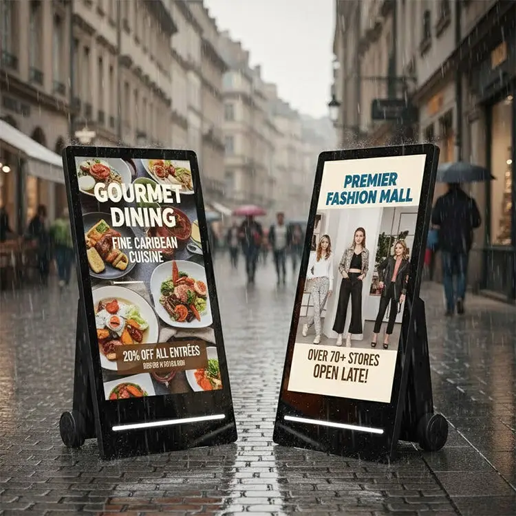 Portable Outdoor IP55 Waterproof Android 32/43inch 2500 nit Foldable Advertising Digital Signage LCD Poster with Battery Powered