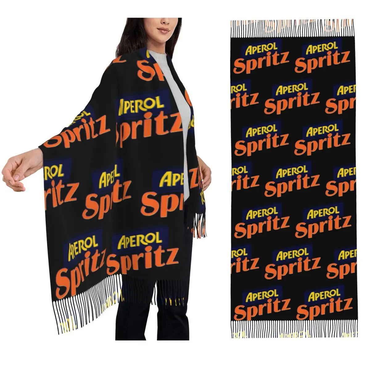 

Aperol Spritz Scarf Tassel Scarves for Women Soft Warm Shawls and Wraps Long Fall Winter Shawl Wrap
