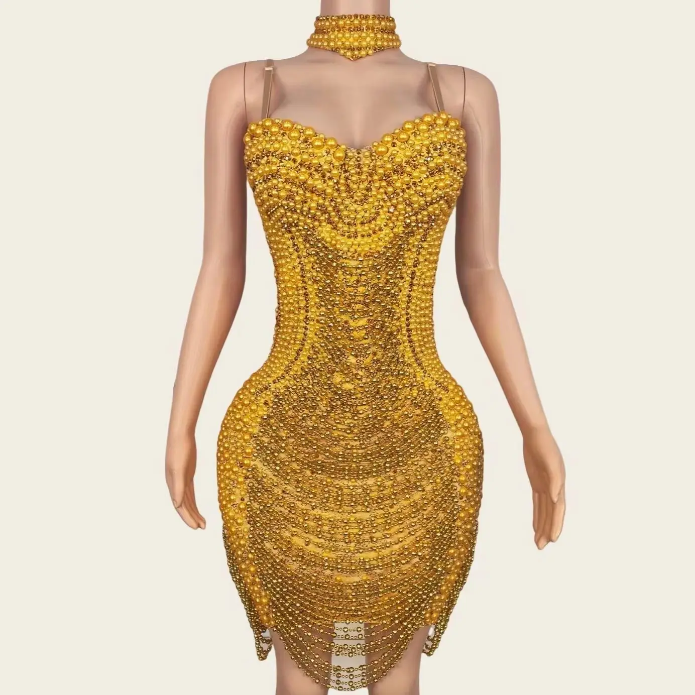 Jinshanshan سباركلي اللؤلؤ قبالة الكتف فستان قصير زلة المرأة حفلة احتفال فستان سهرة حفلة موسيقية فاخرة زي تبادل لاطلاق النار الصورة ارتداء