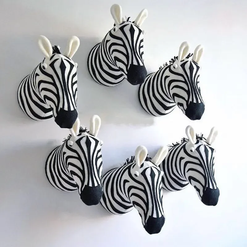 Ins Nordic Style Cute 3D Animal Wall Art Hanging Stuffed Toy Animal Head Wall Decor for Kids Room Birthday Wedding Gift Kid Room