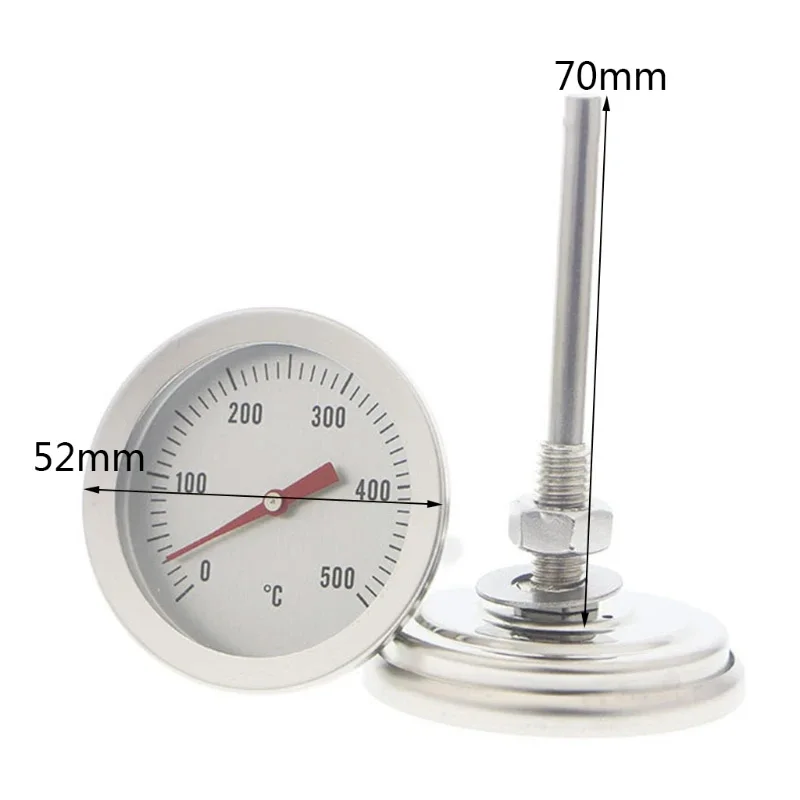 Grill Thermometer Barbecue Charcoal Pit Wood Smoker Temperature Gauge Thermometer 0-500℃ for Kitchen BBQ Oven Fryer Bimetallic