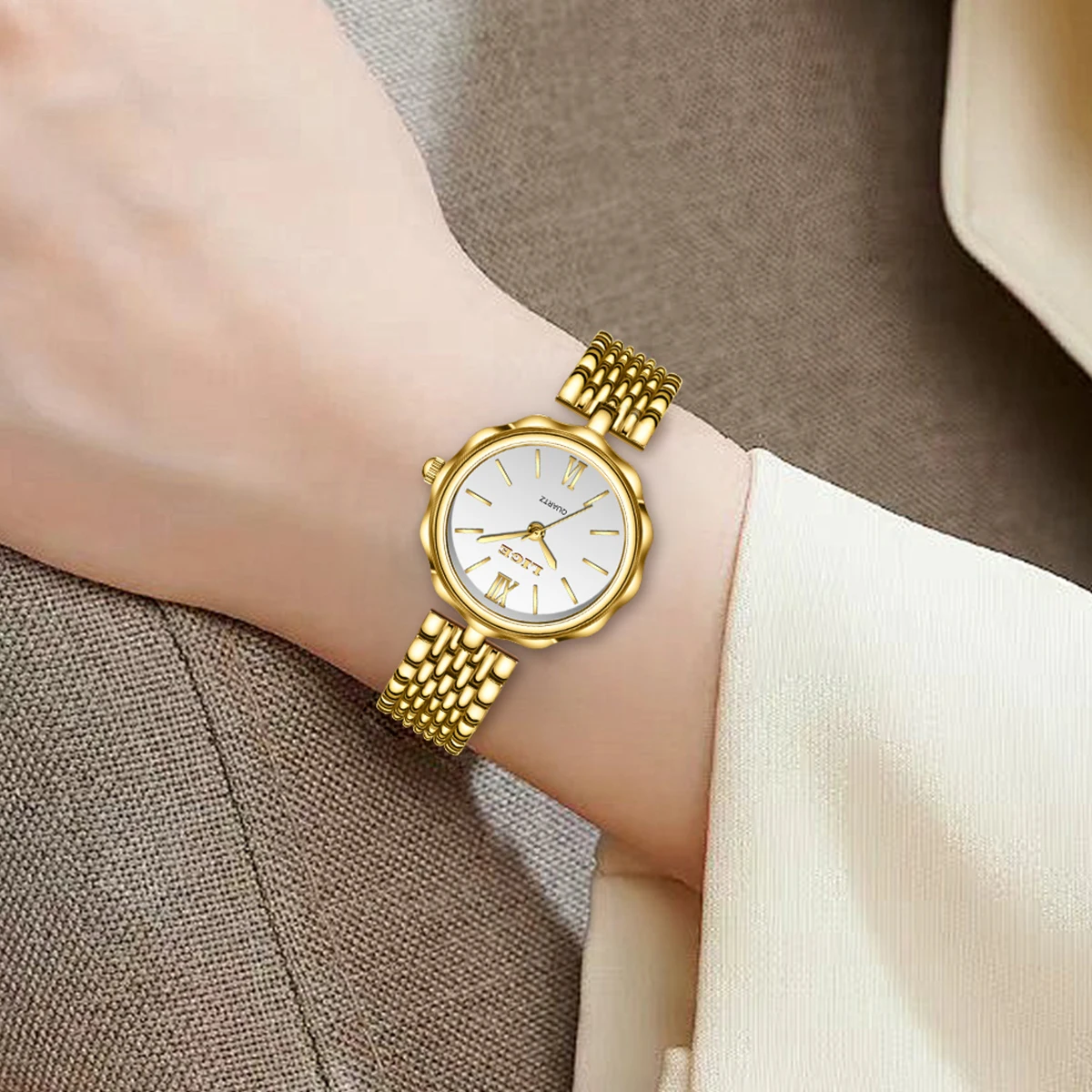 LIGE Orologi rotondi alla moda da donna Cinturino in lega d'oro 2025 Orologi da polso al quarzo da donna di lusso Qualità Orologio femminile in scala romana