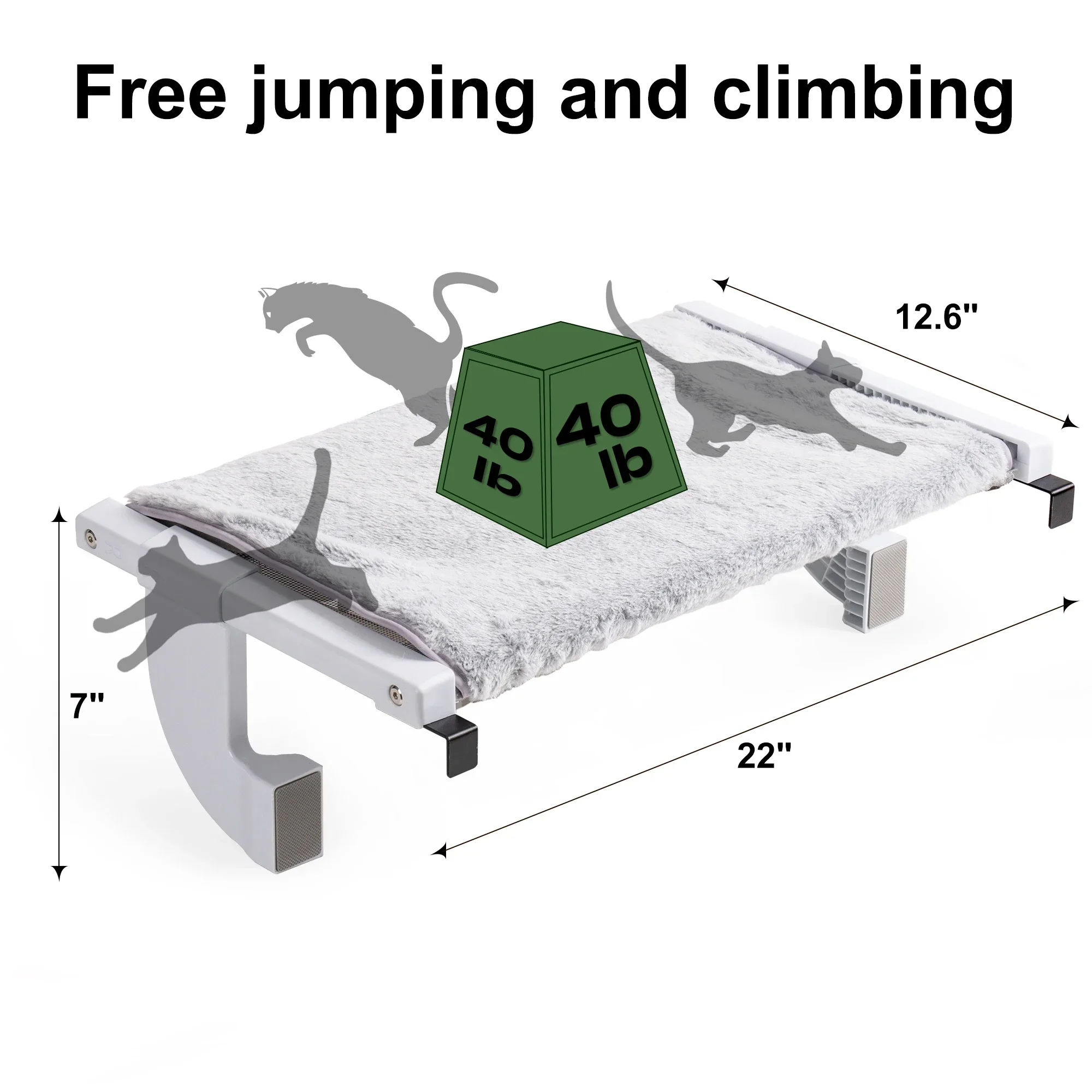 

-For MewooFun-Adjustable Large Cat Window Perch Hammock, Pet Lying Seat, 2-sided Cushion, Holding Up To 18kg