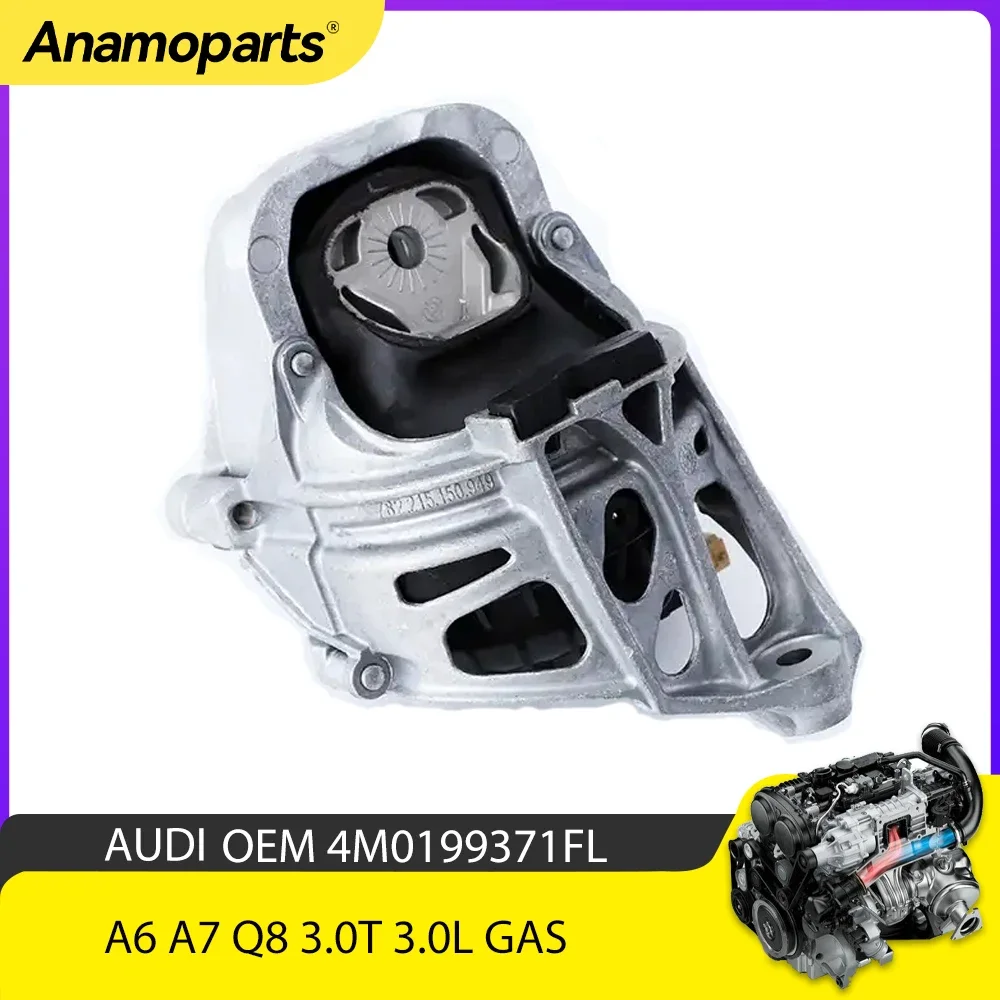 Engine Part Front Left Motor Trans Mount Set Fit V6 DLZA DCBD 3.0 T L Gas For 19-20 AUDI A6 A7 Q8 3.0T 3.0L 4M0199371FL 33101277