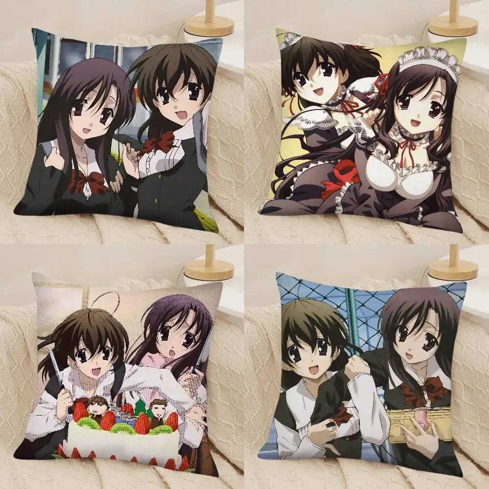Anime S-School Days Katsura Kotonoha Pillow Case Fashion Square Pillowcase Bedroom Sofa Room Ins Decoration Leisure Cushion