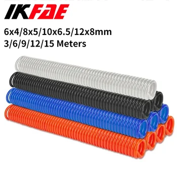 Tubo de mangueira de compressor de ar pu, 3/6/9/12/15 metros, tubo espiral pneumático de poliuretano 6*4mm 8*5 10*6.5 12*8mm, ferramenta de mola telescópica