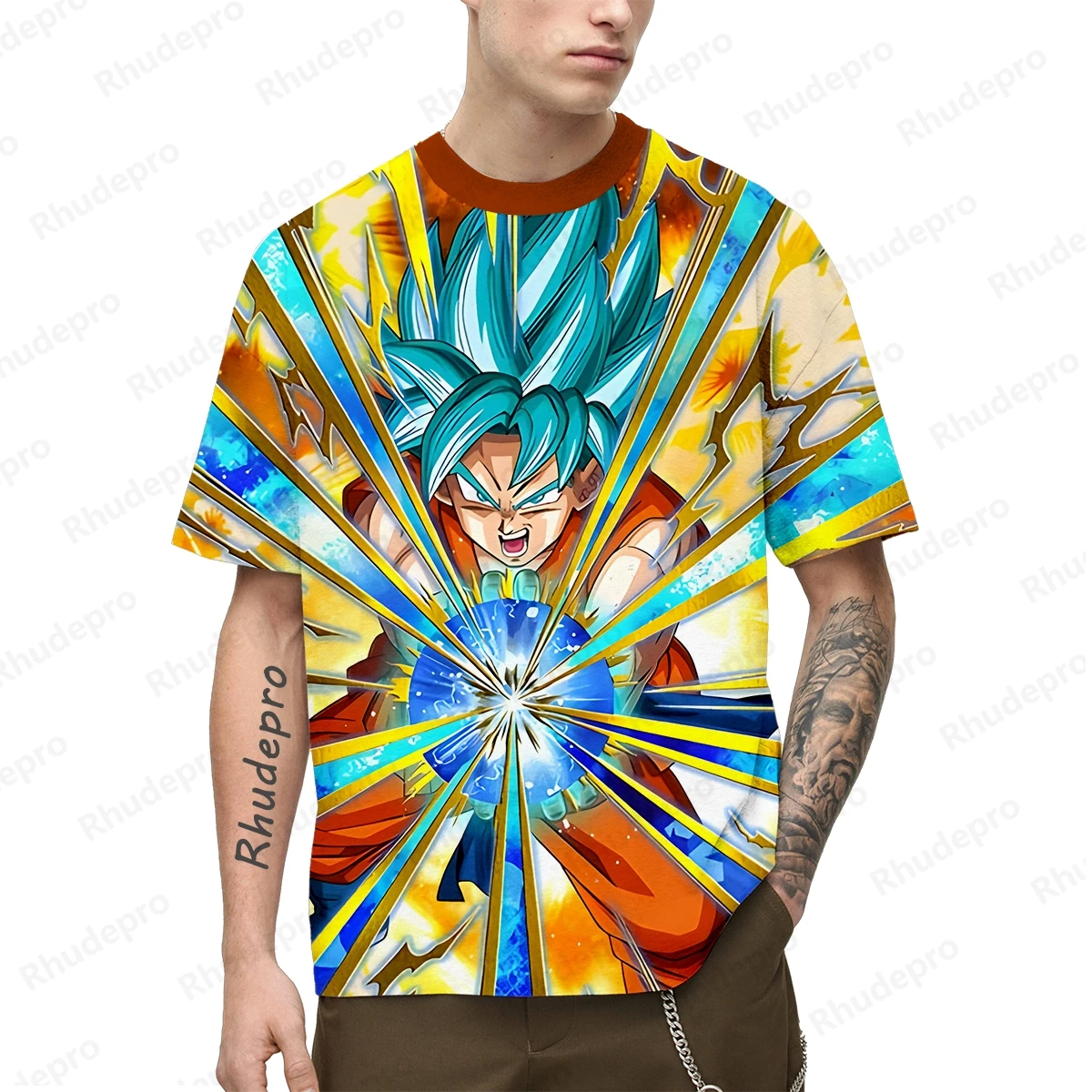 2024 Japanese Anime Men Clothing Cosplay Men's T-shirt Fashion Tops New Harajuku Style Shirts Super Saiya Goku Trend T-shirts